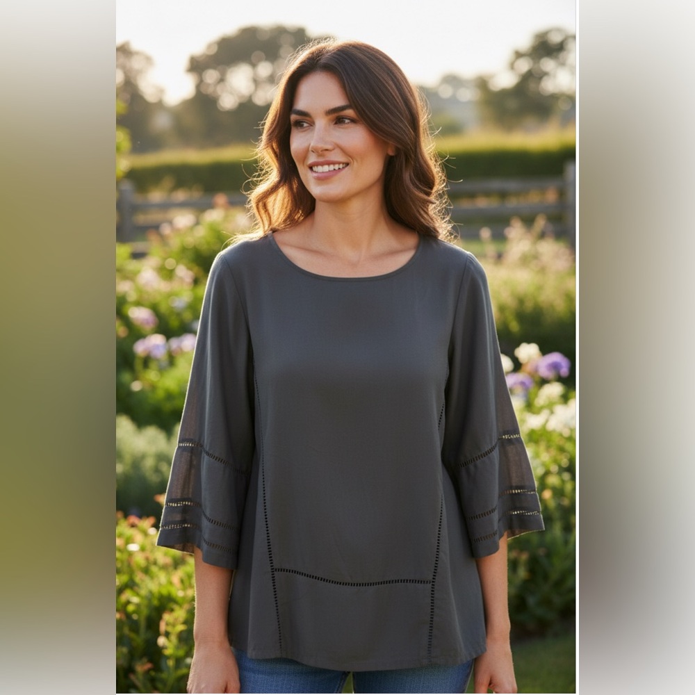 Marie Oliver Black Lazor Cut Blouse